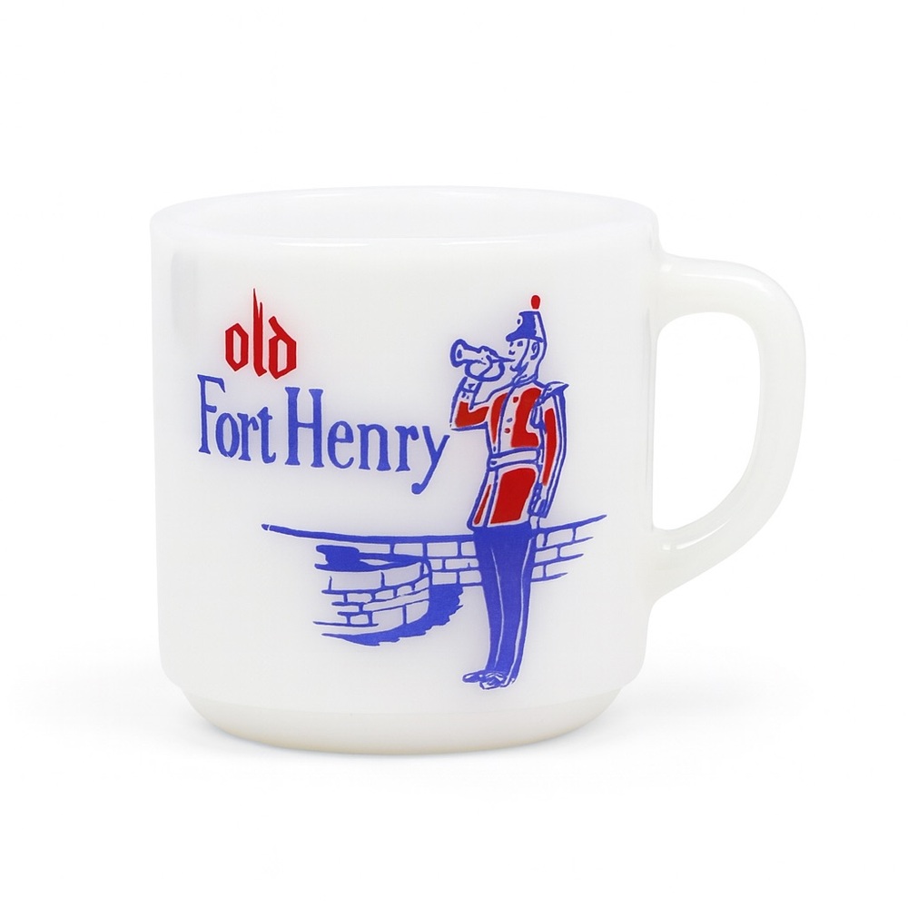 Vintage Old Fort Henry White Milk Glass 9oz Mug